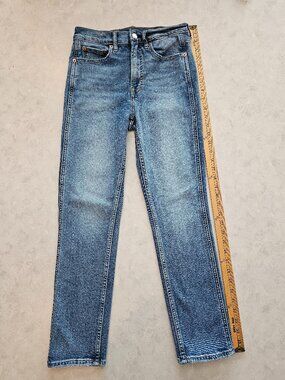 GAP Vintage Slim High Rise Jeans, Size 26 | 2 R, Blue Distressed